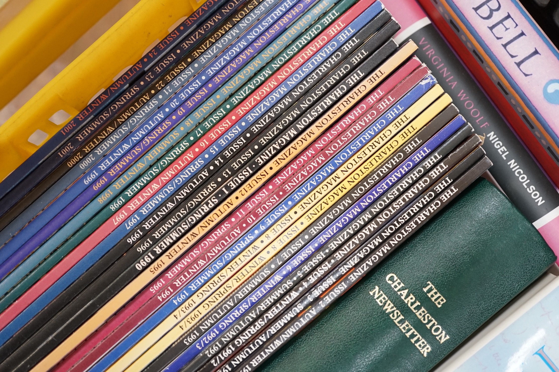 The Charleston Magazine 1-24, Chesterton Newsletter (bound) and books relating to Charleston & Bloomsbury, some signed